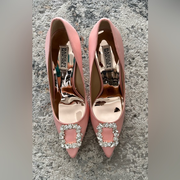 Badgley Mischka Pink Heels with Crystal Embellishment - Picture 1 of 15